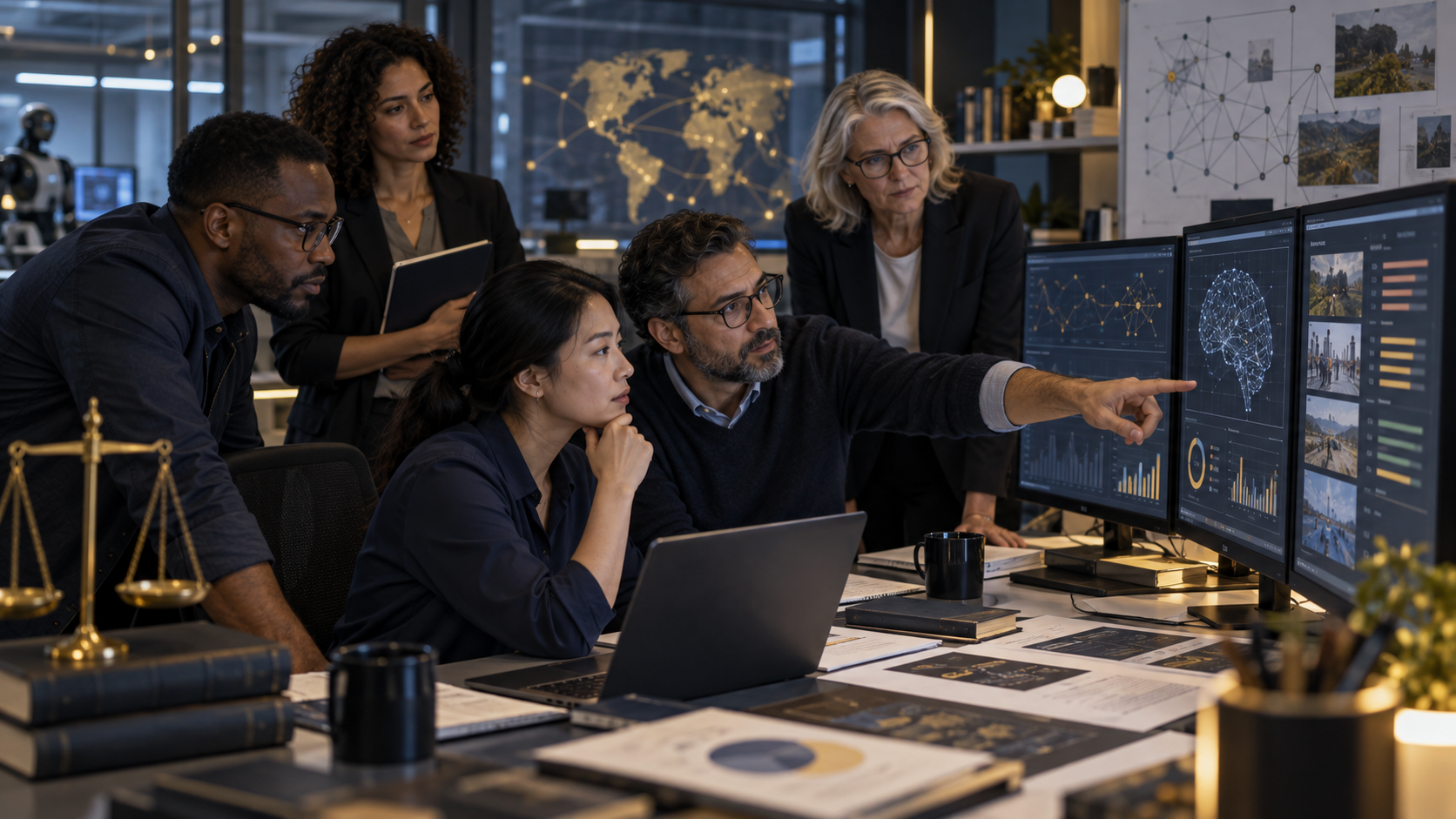 A human oversight team reviewing an AI agent’s proposed actions