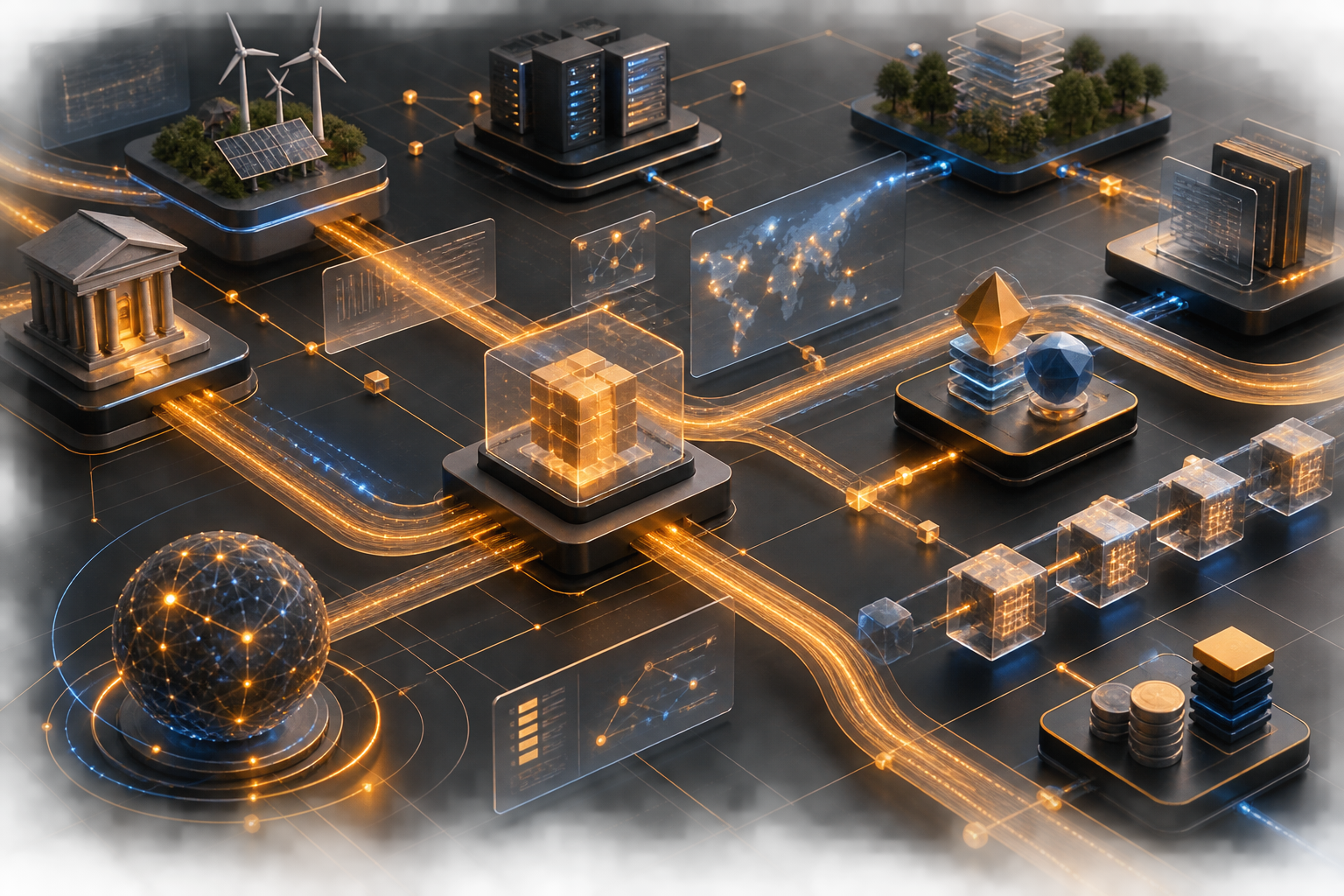 Editorial visual about cryptocurrency infrastructure